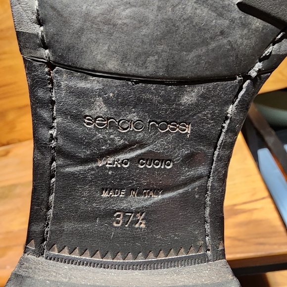 SERGIO ROSSI Black Leather And Elastic Detail Knee Length Boots Size 37½ - Picture 3 of 7